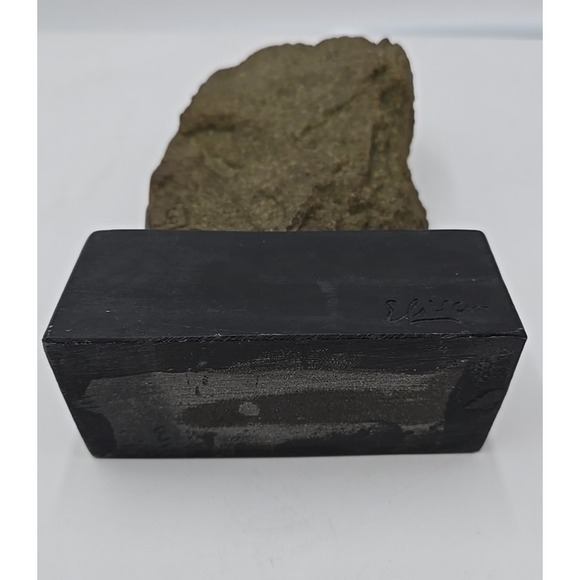 Frank‎ Eliscu signed Olive Green Owl Sculpture and base "Owl Mother And Chick" - Picture 10 of 12